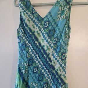 Dressbarn Teal and Blue Patterned Dress